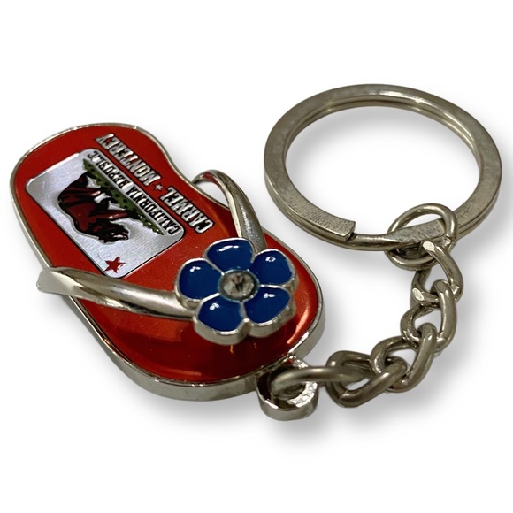 California Republic, Carmel Monterey, Red Flip Flop, Metal Souvenir Keychain - Picture 2 of 4